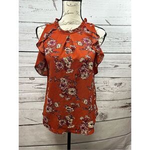 Monteau small burnt orange with flowers sleeveless blouse - 2741‎